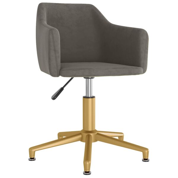 vidaXL Chaise pivotante de salle &agrave; manger Gris fonc&eacute; Velours