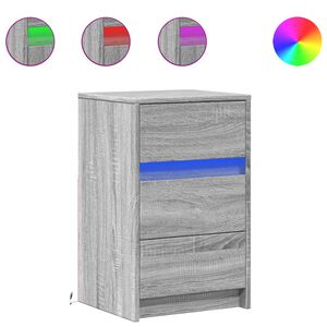 vidaXL Armoire de chevet et lumi&egrave;res LED sonoma gris bois d'ing&eacute;nierie