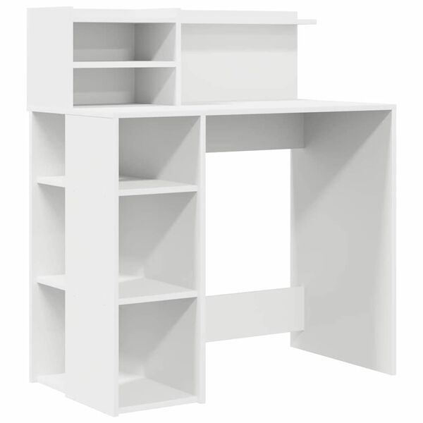 vidaXL Bureau avec étagère Blanc 90 x 48 x 101,5 cm Bois d'ingénierie