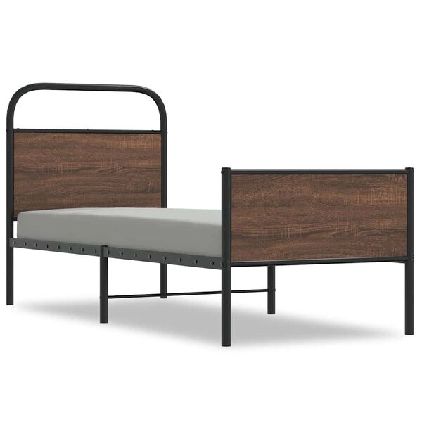 vidaXL Cadre de lit sans matelas 75x190cm ch&ecirc;ne marron bois ing&eacute;nierie