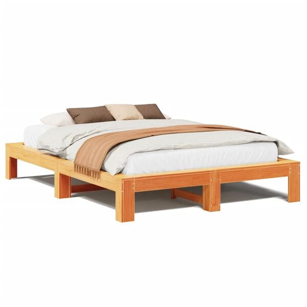 vidaXL Cadre de lit sans matelas cire marron 150x200cm bois pin massif