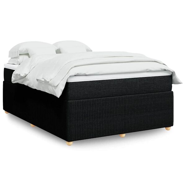 vidaXL Sommier &agrave; lattes de lit avec matelas Noir 160x200 cm Tissu