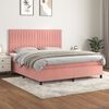 vidaXL Sommier &agrave; lattes de lit avec matelas Rose 180x200 cm Velours