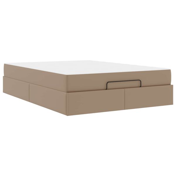 vidaXL Cadre de lit avec matelas avec matelas 2 pcs Tan PVC