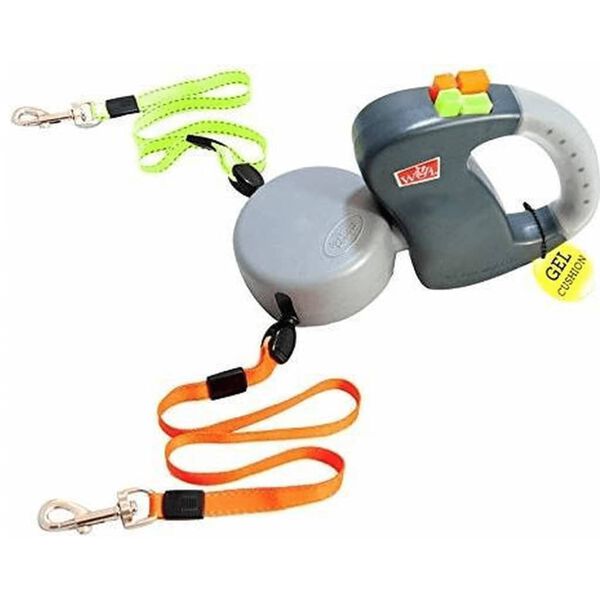 Wigzi Laisse double r&eacute;tractable pour chien 3.0 Gel Gris