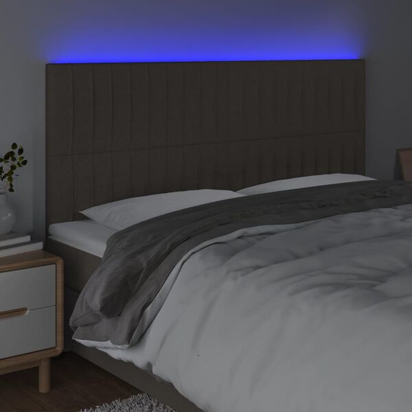 vidaXL T&ecirc;te de lit &agrave; LED Taupe 180x5x118/128 cm Tissu