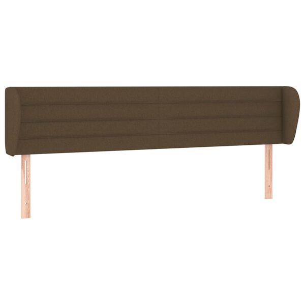 vidaXL T&ecirc;te de lit avec oreilles Marron fonc&eacute; 183x23x78/88 cm Tissu