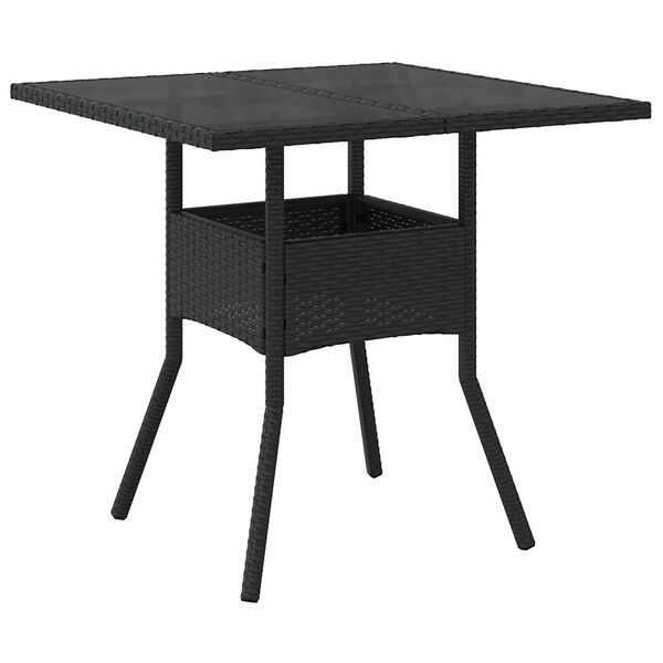 vidaXL Ensemble à manger de jardin et coussins 3 pcs noir rotin verre