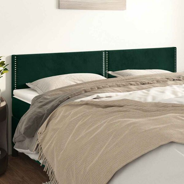 vidaXL T&ecirc;tes de lit 2 pcs Vert fonc&eacute; 90x5x78/88 cm Velours