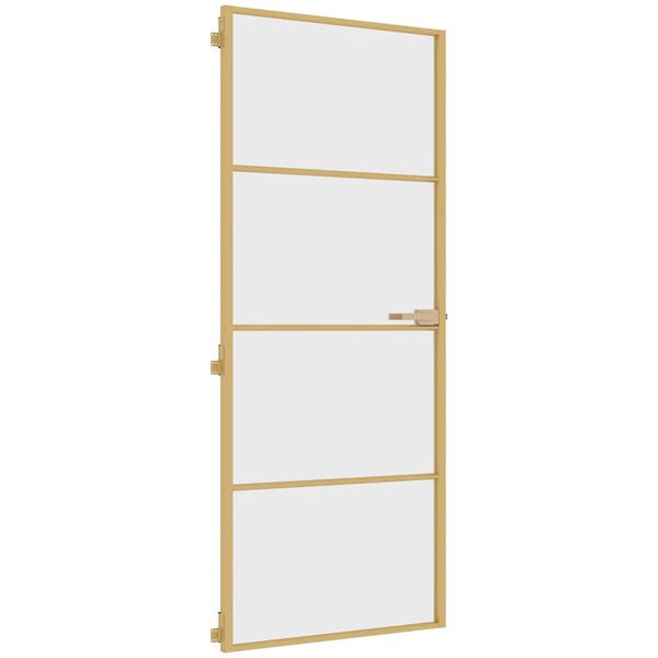 vidaXL Porte int&eacute;rieure mince dor&eacute; 83x201,5 cm verre tremp&eacute; aluminium