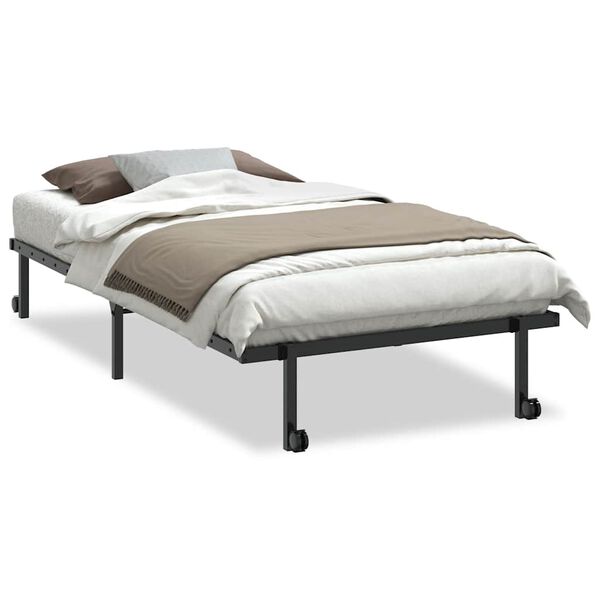 vidaXL Cadre de lit sans matelas pliable noir 100x190 cm acier