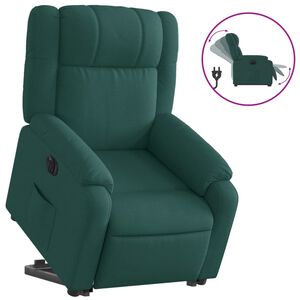 vidaXL Fauteuil inclinable &eacute;lectrique vert fonc&eacute; tissu