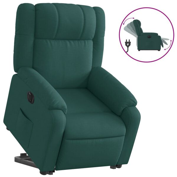 vidaXL Fauteuil inclinable &eacute;lectrique vert fonc&eacute; tissu