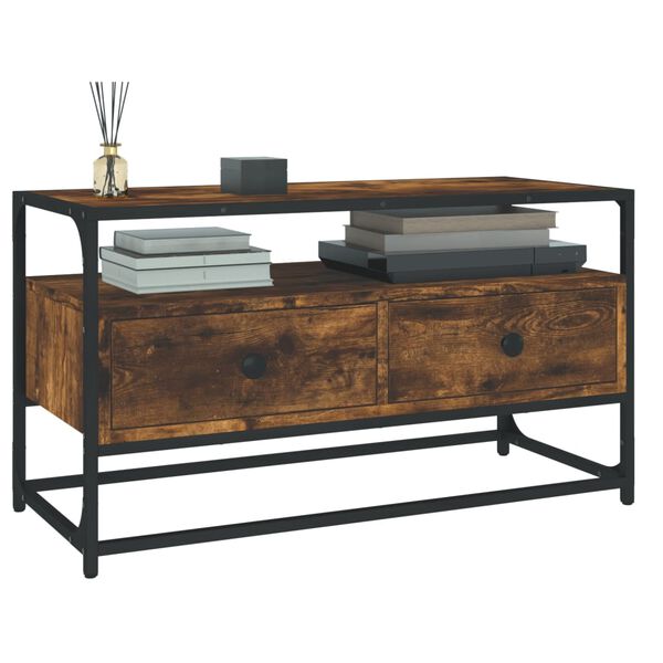 vidaXL Meuble TV chêne fumé 80x35x45 cm bois d'ingénierie
