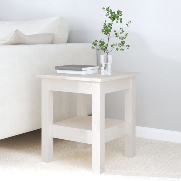 vidaXL Table basse Blanc 35x35x40 cm Bois massif de pin