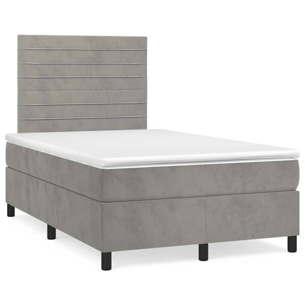 vidaXL Sommier &agrave; lattes de lit avec matelas LED gris clair 120x190 cm