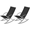 vidaXL Chaises &agrave; bascule de jardin lot de 2 Acier et textil&egrave;ne Noir