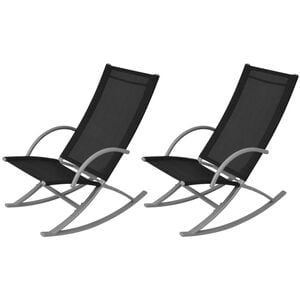 vidaXL Chaises &agrave; bascule de jardin lot de 2 Acier et textil&egrave;ne Noir