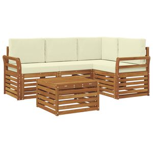 vidaXL Ensemble de canap&eacute;s d'ext&eacute;rieur 5 pc 4 place Naturel et Cr&egrave;me