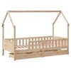 vidaXL Cadre de lit enfants avec tiroirs sans matelas 90x190 cm bois