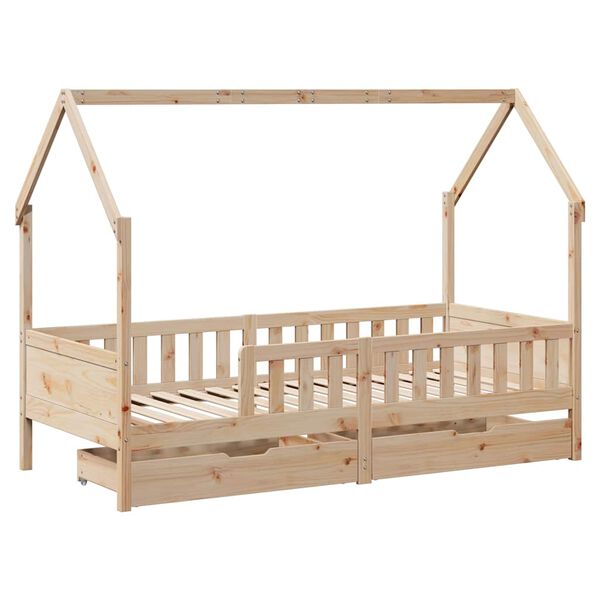vidaXL Cadre de lit enfants avec tiroirs sans matelas 90x190 cm bois