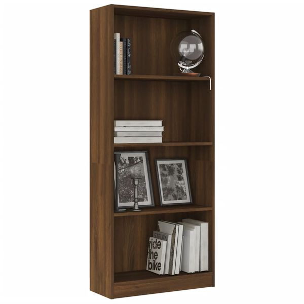 vidaXL Biblioth&egrave;que 4 niveaux Ch&ecirc;ne marron 60x24x142cm Bois ing&eacute;nierie