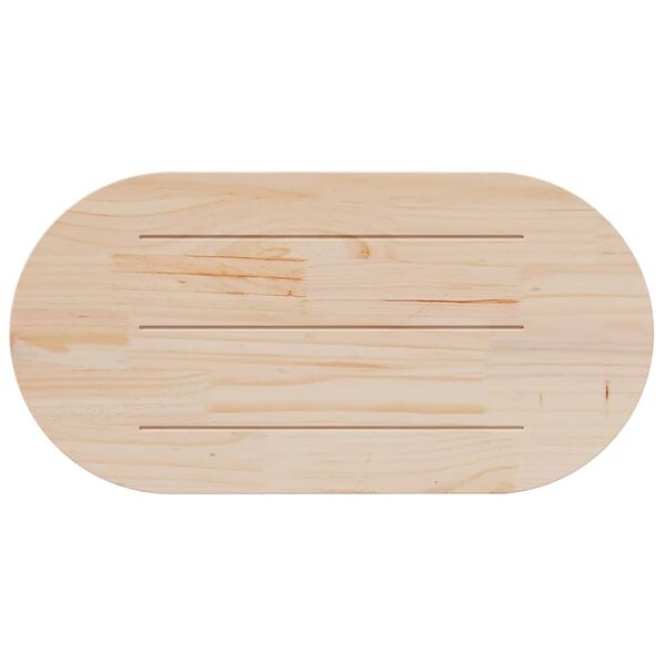 vidaXL Dessus de table blanc 100x50x2,5 cm bois de pin massif ovale
