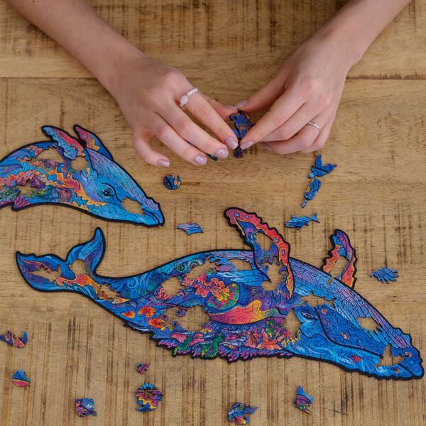 UNIDRAGON Puzzle en bois 172 pcs Milky Whales Moyen 33x20 cm