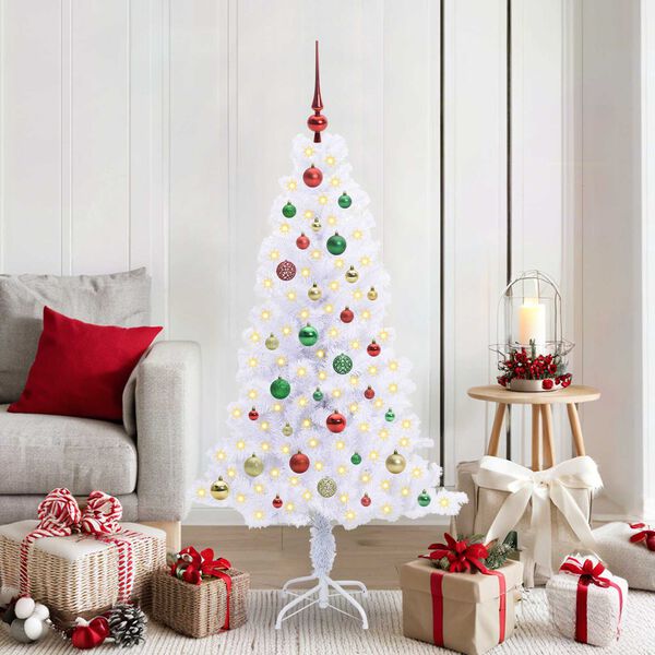 vidaXL Sapin de No&euml;l artificiel avec 150 LED Blanc 150 cm PVC et Acier
