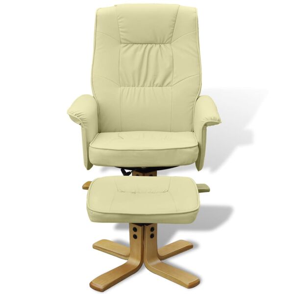 vidaXL Fauteuil avec repose-pied Blanc cr&egrave;me Similicuir
