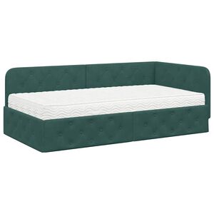 vidaXL Cadre de lit d'angle Vert fonc&eacute; 90 x 190 cm Velours
