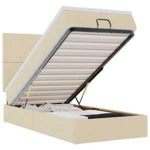 vidaXL Cadre de lit ottoman avec matelas cr&egrave;me 80x200 cm tissu