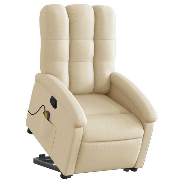 vidaXL Fauteuil inclinable de massage Cr&egrave;me Tissu