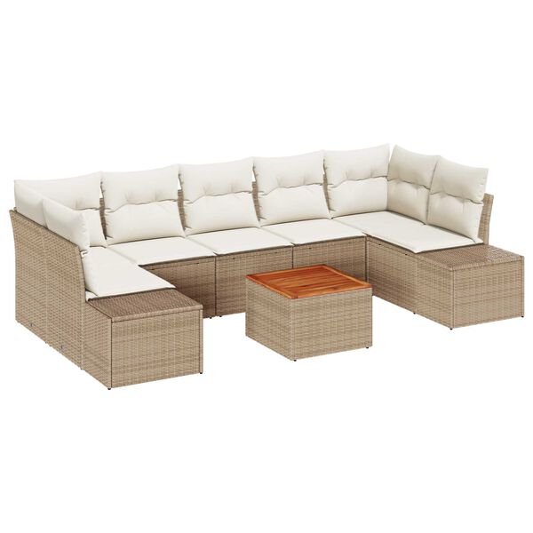 vidaXL Ensemble de canap&eacute; de jardin 8 pcs Beige et blanc