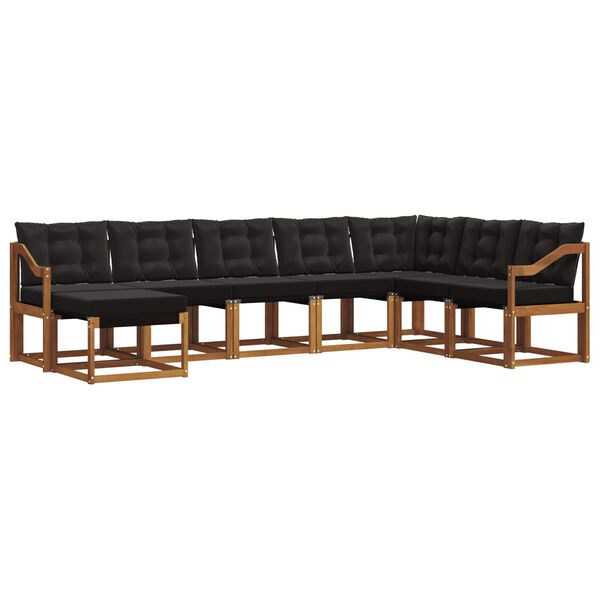 vidaXL Ensemble de canap&eacute;s d'ext&eacute;rieur 8 pcs Naturel et Noir