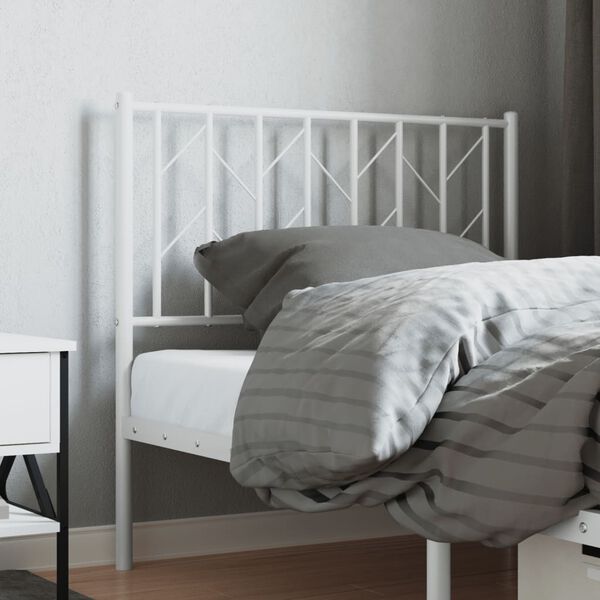 vidaXL T&ecirc;te de lit de remplacement m&eacute;tal blanc 90 cm
