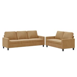 vidaXL Ensemble de canap&eacute;s 2 pcs avec coussins Marron Velours