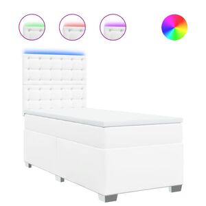 vidaXL Sommier &agrave; lattes de lit avec matelas Blanc 80x200 cm Similicuir