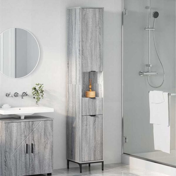 vidaXL Cabinet de salle de bain Gris Sonoma 31,5 x 33 x 190 cm
