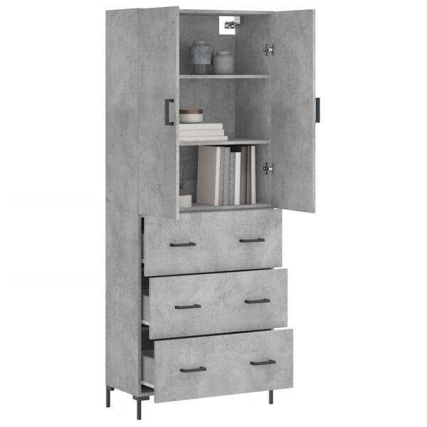 vidaXL Buffet haut Gris b&eacute;ton 69,5x34x180 cm Bois d'ing&eacute;nierie