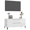 vidaXL Meuble TV Blanc brillant 102x44,5x50 cm Bois d'ingénierie