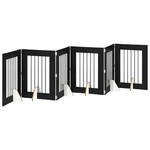 vidaXL Porte de chien pliable avec supports 6 pcs Ch&ecirc;ne noir 362 cm