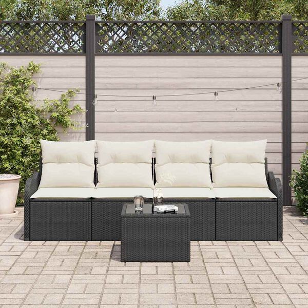 vidaXL Ensemble de canap&eacute; de jardin Noir polyrotin