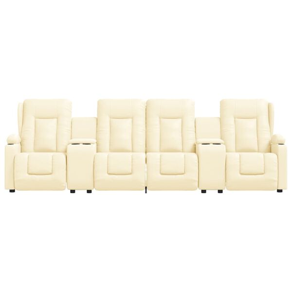 vidaXL Fauteuil inclinable et porte-gobelets 4 places crème similicuir