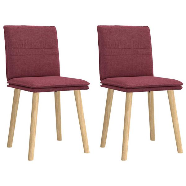 vidaXL Chaises à manger lot de 2 rouge bordeaux tissu