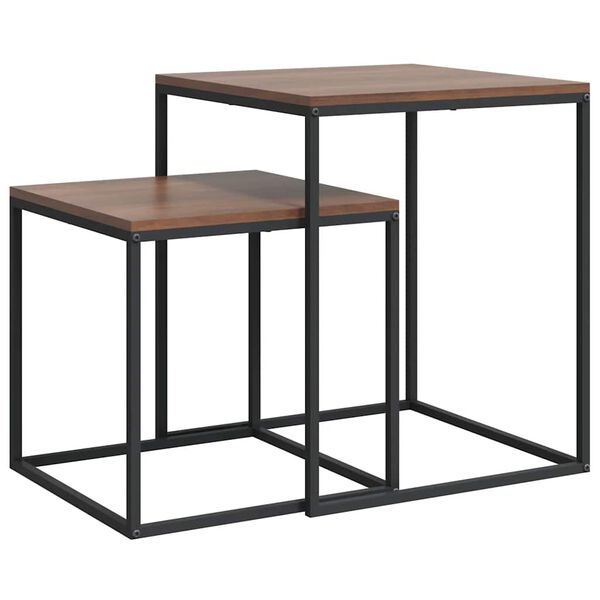 vidaXL Ensemble de table basse 2 pcs Bois d'ing&eacute;nierie et m&eacute;tal
