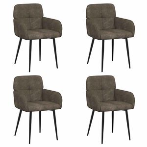 vidaXL Chaises de salle &agrave; manger 4 pc Simili daim Gris fonc&eacute;