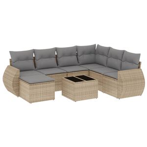 vidaXL Salon de jardin avec coussins 8 pcs beige r&eacute;sine tress&eacute;e