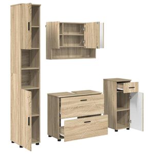 vidaXL Ensemble de mobilier de salle de bain 4 pc Ch&ecirc;ne Sonoma