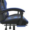 vidaXL Chaise de jeu avec repose-pied Noir et bleu Similicuir